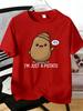 Unisexs Tee Cute Cartoon Potato With Slogan Letter Print Cotton Short Sleeve Male Casual Streetwear Outdoor Daily Basic Fashion Top