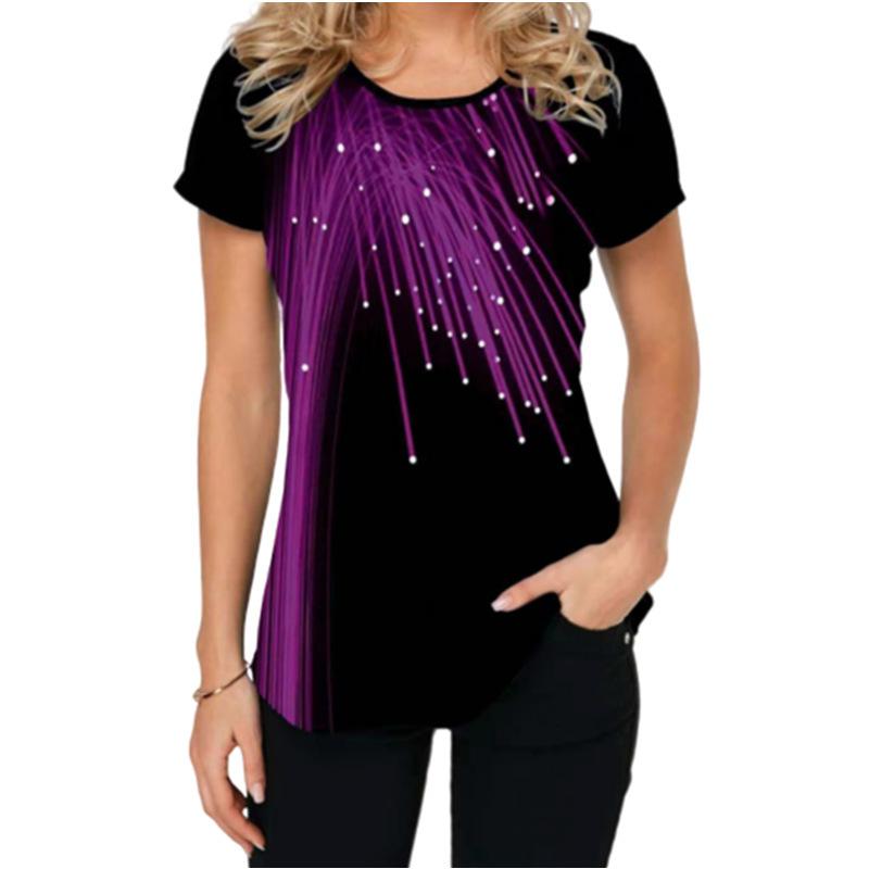 

Женская модная футболка с принтом, с коротким рукавом и круглым вырезом, для лета, повседневная одежда XXXL