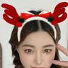 Plush Reindeer Headpiece For Kids Adult Christmas Costume Antler Hairband With Red Bowknot Decoration for Festival Event