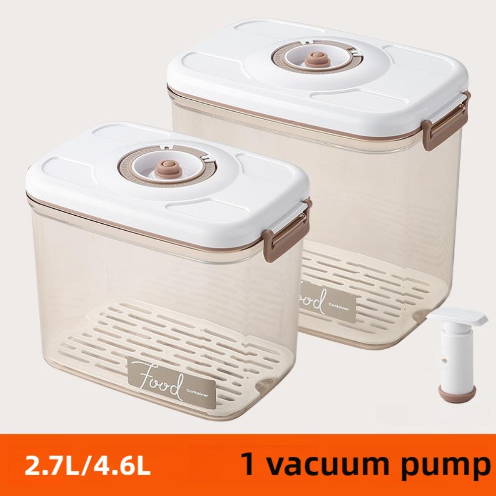 Food Vacuum Storage Box Airtight Container - Reusable Kitchen Storage Box with Drain Net and Vacuum Pump To Keep Food Fresh