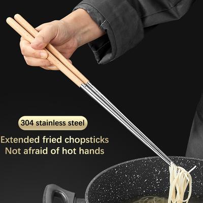 1 Paar Essstäbchen aus Edelstahl, lange Essstäbchen, zum Kochen von Nudeln, frittierter Topf, chinesische Essstäbchen, wiederverwendbare Essstäbchen aus Metall