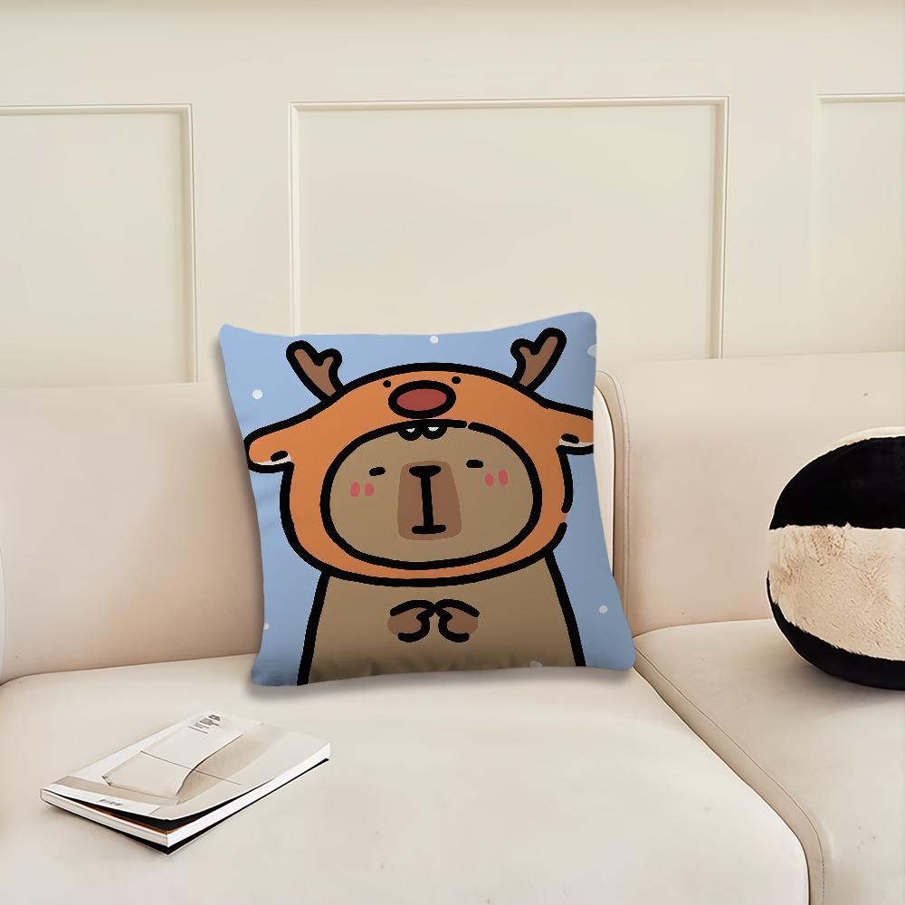 Christmas Capibala Cute Cartoon cushion cover Pillow Cover Decoration Room Home Sofa living Office Car Nordic Simplicity