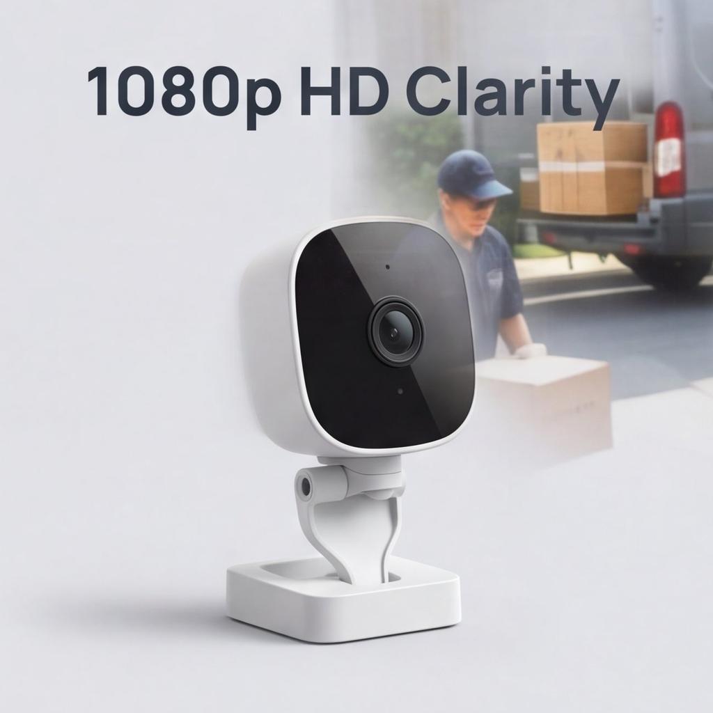 K14 Wi-Fi Indoor Security Camera: 1080P Full HD; Supports motion detection alerts two-way audio app access and SD card or cloud storage; Foldable