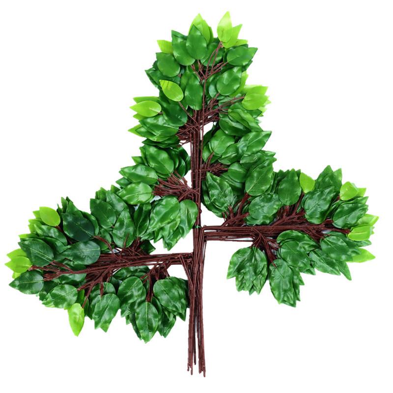 Simulated Banyan Tree Leaves Branches Fake Trees Garden Decoration Leaves 12 Pieces Glued Color Printed Large Simulated Plants