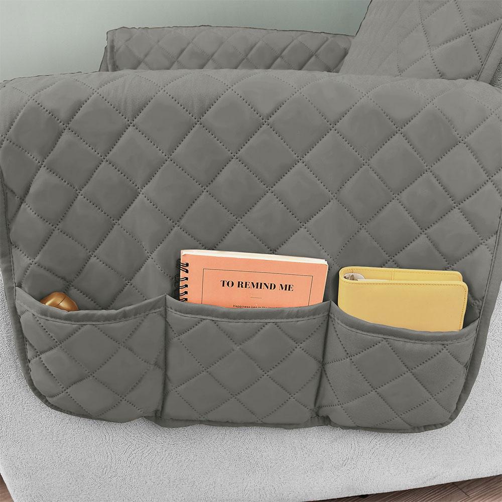 Recliner Chair Sofa Cover Polyester Fiber Couch Furniture Protector with Side Pocket Anti Slip Armchair Cover Washable Chair Mat