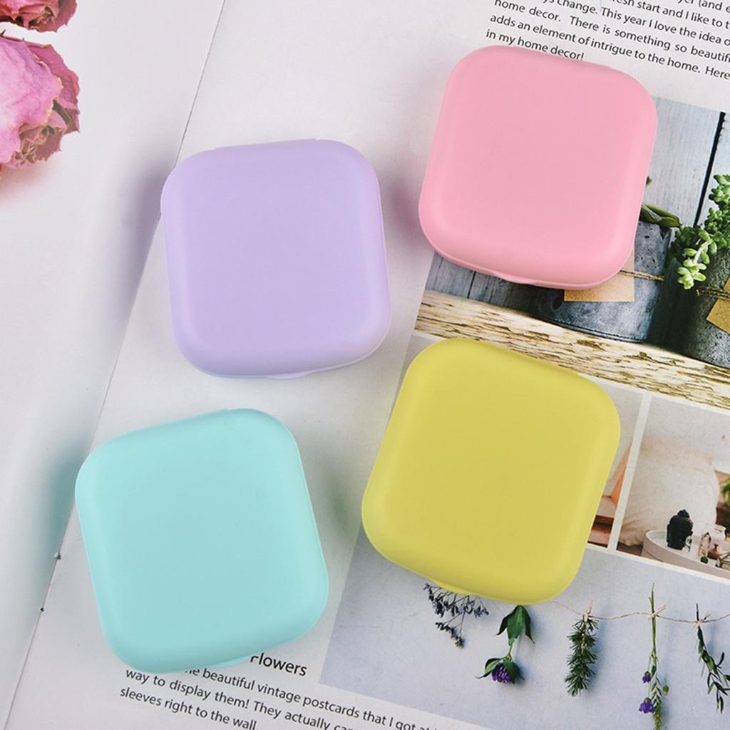 Simple Small Portable Candy-colored Lens Case Built-in Tweezers Suction Stick Frosted