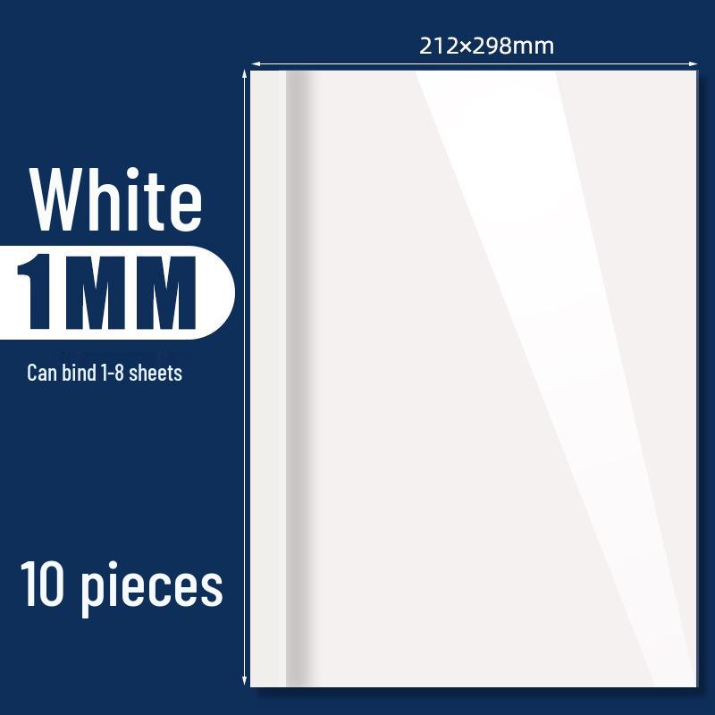 Premium Hot Melt Binding A4 Leather Grain Cover & Transparent Paper for Binding Machines Transparent cover, white card paper back
