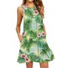 Robe de plage tendance pour femme, sans manches, col rond, imprimé floral