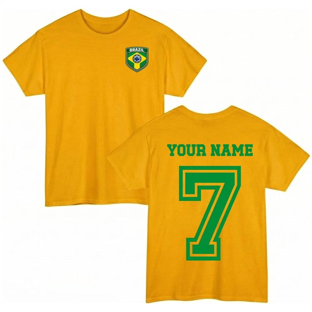 Personalised BRAZIL Football Tshirt Custom Name Age Sports Lover For Tee S