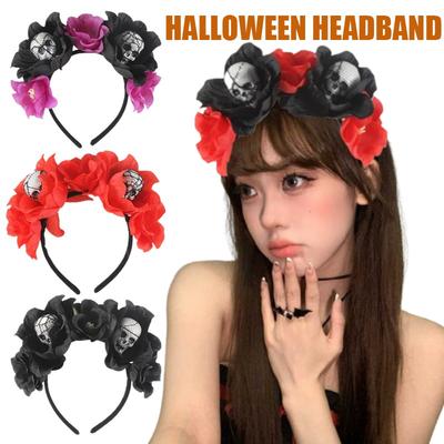 1/3 Stück Halloween Stirnband Totenkopf Blumendekoration Kopfschmuck Partygeschenke Zubehör Fotoautomaten-Requisiten Für Frauen Cosplay Kostüm