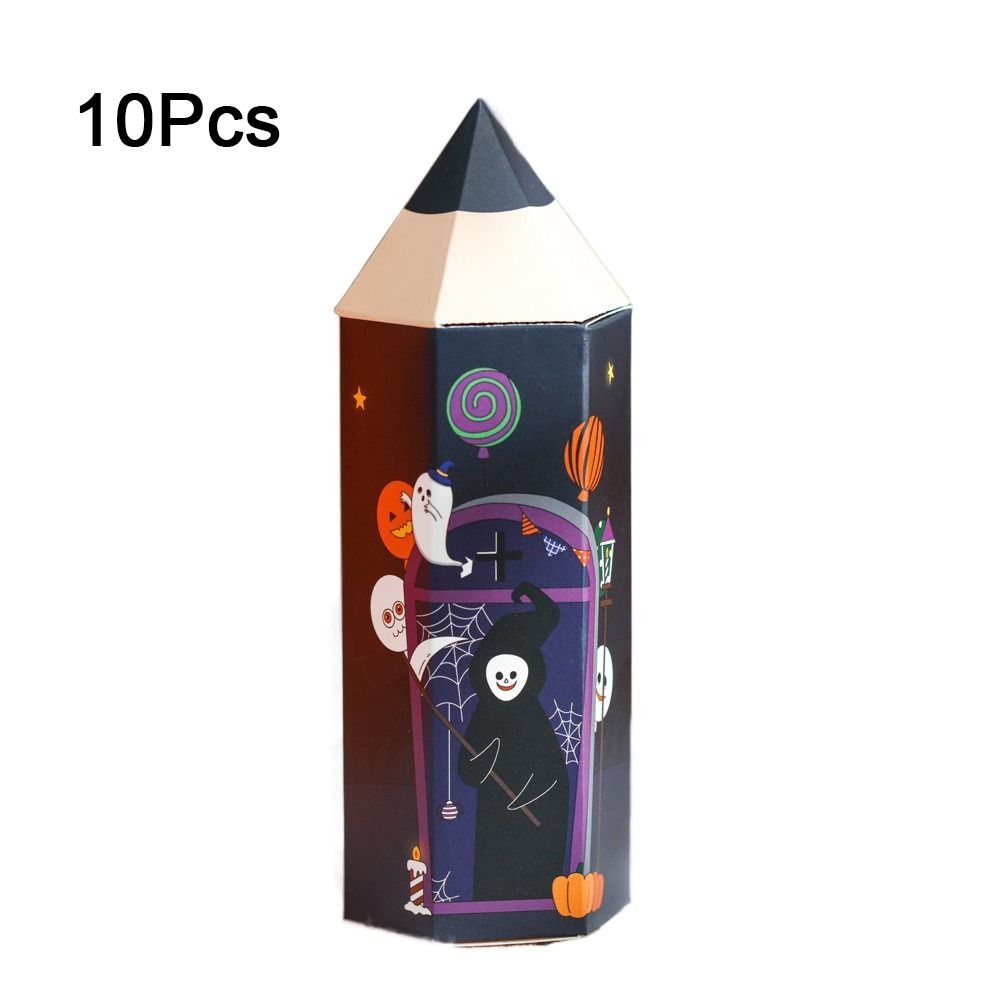 

10pcs Paper Halloween Pencil Shape Candy Box Cartoon Chocolate Gift Boxes for Kids Birthday style C