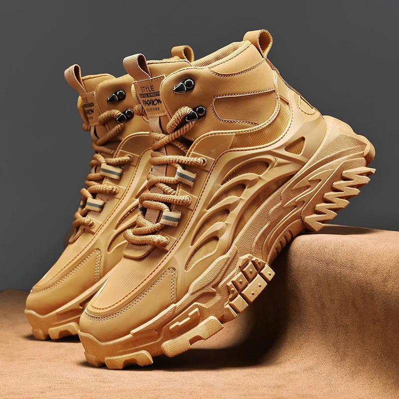 

2025 новые Уличные Водонепроницаемые Мужские Ботильоны Мужские Ботинки на Платформе Рабочие Защитные Ботинки для Мужчин Повседневные Ботинки для Пешего Туризма Дышащие Мужские Кроссовки 39 жёлтый