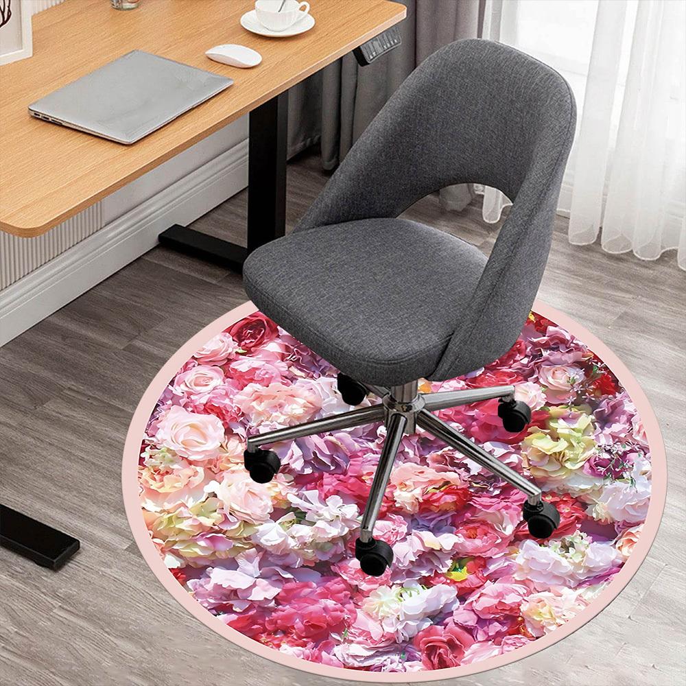 

1pc Floral Wall Round Chair mat Area Rug - Non-Slip, Floor Mat for Office, Bedroom, and Indoor Decor c1125233 80cm by 80cm