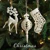 Weiße Plastik-Weihnachtsornamente Glitzerndes Reh Stern Glocke Weihnachtsbaumschmuck Hängende Anhänger für Zuhause Weihnachtsdeko
