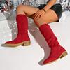 Fashion 2025 New Fashion Autumn Women's Versatile  Boot European and American Fashion Trend Suede Boots Foreign Trade Plus Size Women's