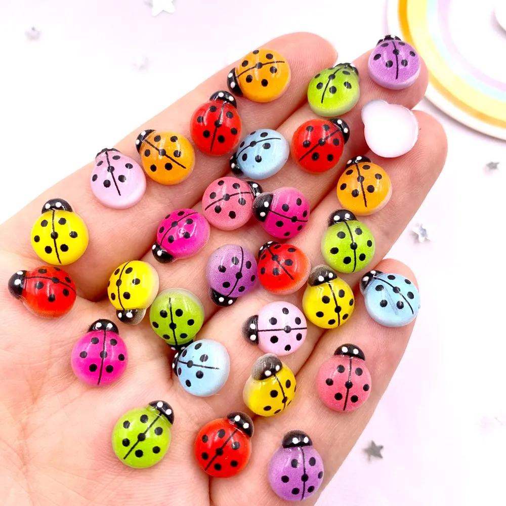 30pcs Mixed Resin Colorful Beautiful Beetle Flat Back Rhinestones Nail Art Applique DIY Wedding Scrapbook Jewelry Making
