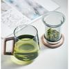 Luxury Smoky Gray Borosilicate Glass Tea Infuser Cup with Wood Handle