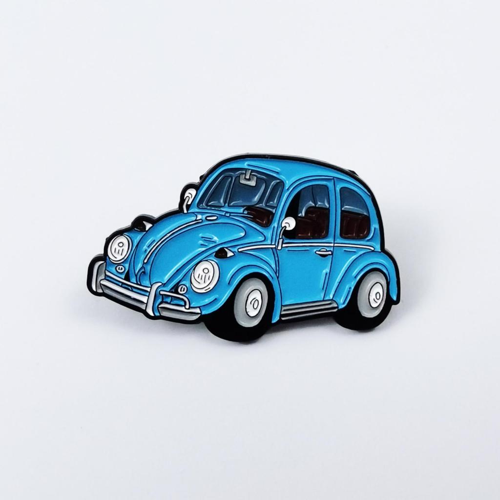 Retro Cartoon Beetle Car Brooch: Gold Drip Oil Badge for Bags & Clothing Accessories