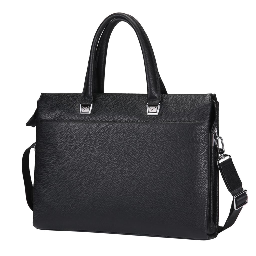 Balidiya Genuine Leather Business Briefcase, 14-inch Laptop Bag, Women's and Men's Large Capacity, Waterproof, Shoulder Bag for Job Hunting,