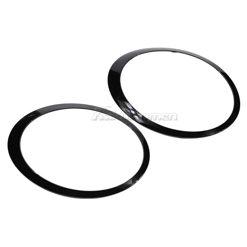 2X Gloss Black/Silver Headlight Trim Rings Bezel Cover For 2007-2015 Mini Cooper R55 R56 R57