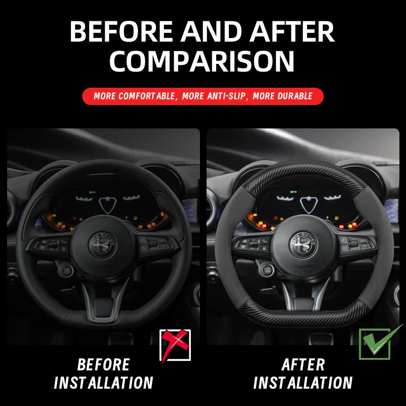 Suitable for Alfa Romeo Suede Matte Carbon Fiber Texture Steering Wheel Cover Suitable for 159 147 Gt