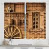 2 pièces - Rideaux imprimés motif porte de grange maison en bois rétro, décorations de fenêtre, décorations de maison, décorations de pièce