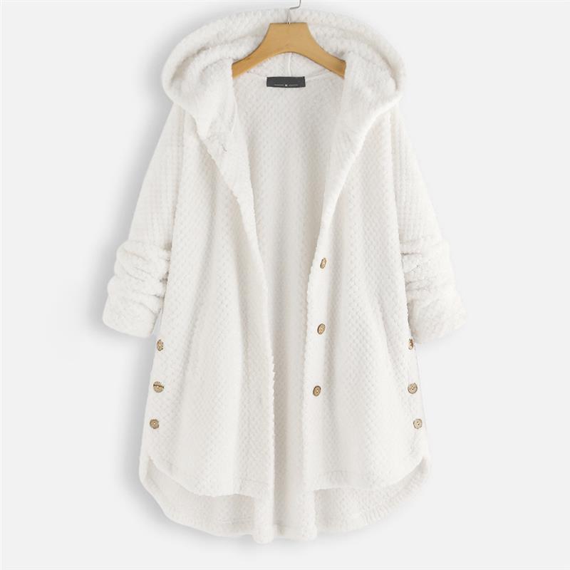 Cappotti con Cappuccio da Donna Taglie Forti Manica Lunga Monopetto Lunghezza Midi Cappotto Largo Casual Elegante Giubbotti Spessi Felpe Lady Ufficio