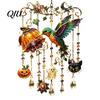 Mysterious Courtyard Landscaping Halloween Wind Chime, Colorful Bird Sun Catcher, Cute Spooky Window Suncatcher Ghost Windchime, Hanging Decoration