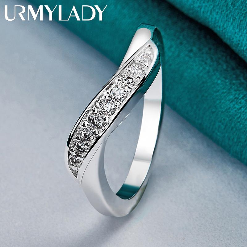 925 Sterling Silver Leaf Cyrkon 7 8 9 10 Pierścionek Dla Kobiet Moda Biżuteria