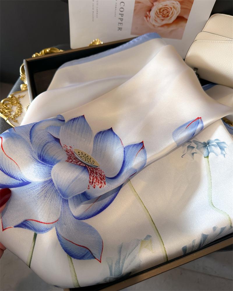 Silk Scarf for Women 70X70cm Square Scarf Sun Protection Shawl Versatile Neckerchief Headscarf Hair Band Accessories