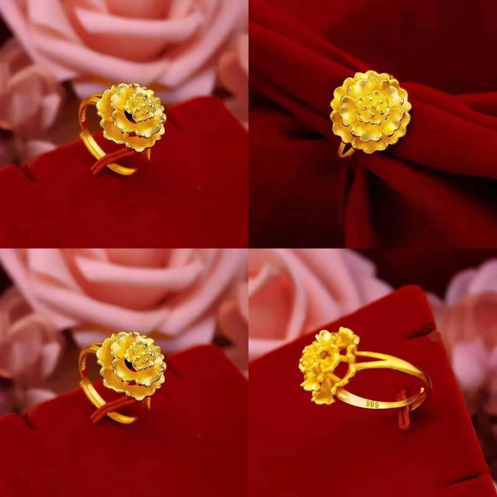 Peony Stunning Goldplated Ring For Women Featuring Adjustable Size And Sweet Design Floral