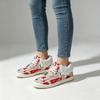 Damen Weihnachts-Print Flache Freizeitschuhe, -gefütterte Warme Baumwoll-Hausschuhe für den Winter