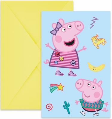 Peppa Pig Birthday Invitations with Envelopes 6 Pcs