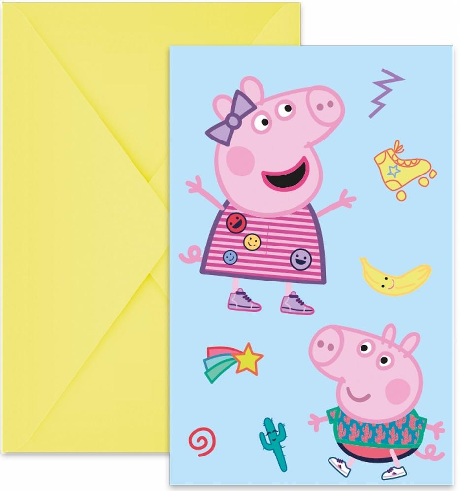 Zaproszenia Z Kopertami Świnka Peppa Urodziny 6Szt