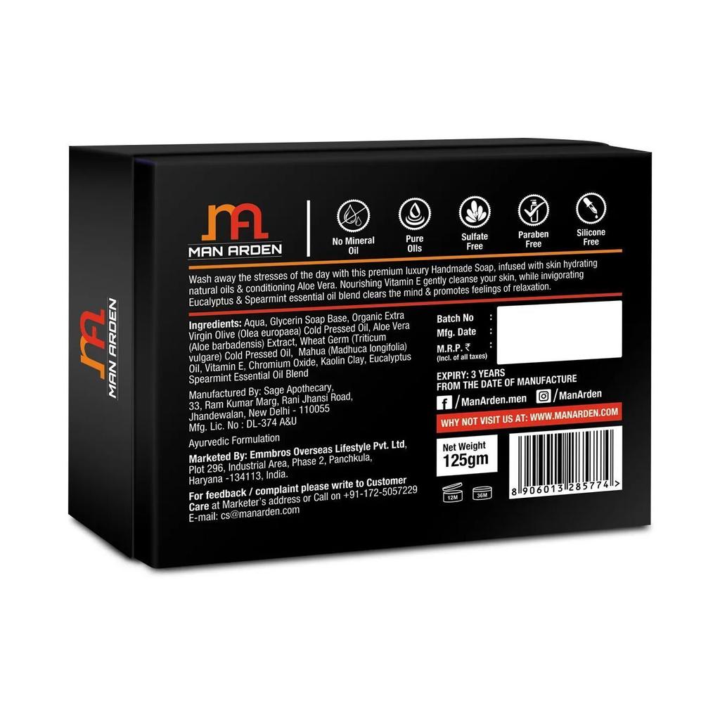 Handmade Soap with Eucalyptus and Mint (125 G), Eucalyptus & Spearmint Handmade Soap, Man Arden