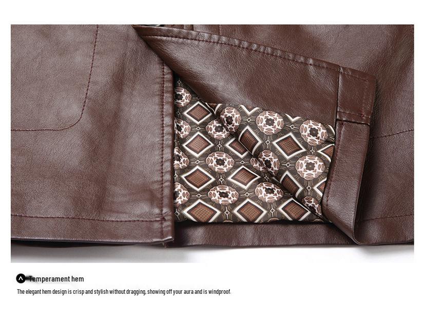 Men's Slim Fit Leather Jacket - New Korean Style, Trendy Parka with Casual Lapel for Middle-Aged Dads