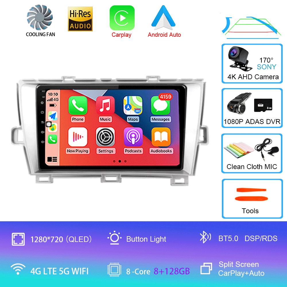 Car Radio Android 14 Carplay For Toyota Prius XW30 2009 2010 2011 - 2015 Navigation GPS Multimedia Player wifi+4G BT Auto 2 DIN