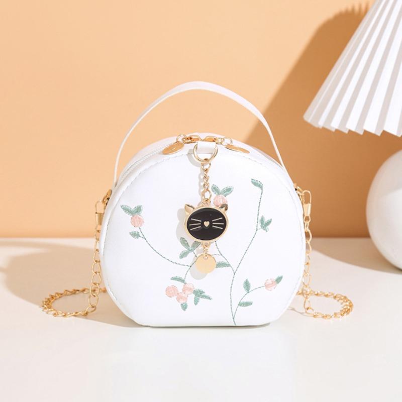 

Personalized women s hand-held small round bag summer flower flower crossbody shoulder mobile phone small bag women s bag белый