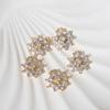 Pink Zirconia Flower Copper Charms, Golden Plated DIY Jewelry Pendants for Earring Necklace Craft