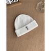 Fall/Winter Street Fashion Distressed Knit Cap for Men and Women, Versatile Retro Metal Cross Emblem Wool Hat, Couple Beanie Cap