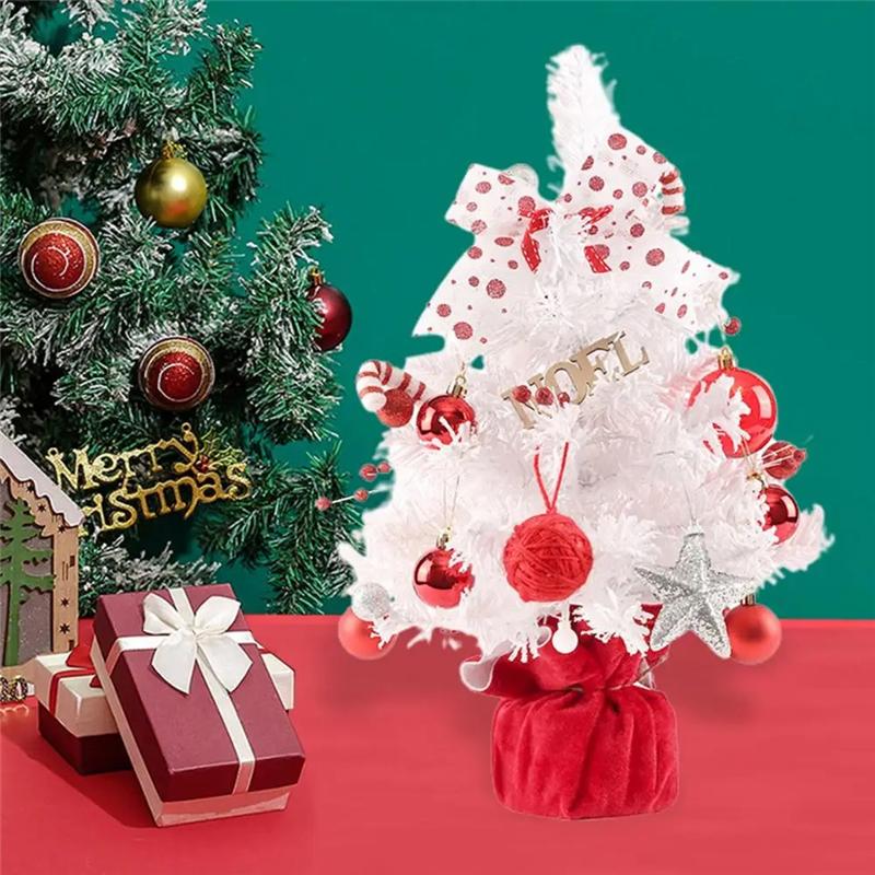 CYCLI-Mini Christmas Tree Tabletop Mini Rotating Christmas Tree Music Box Figurine Artificial Flocked Tree With Light For Home