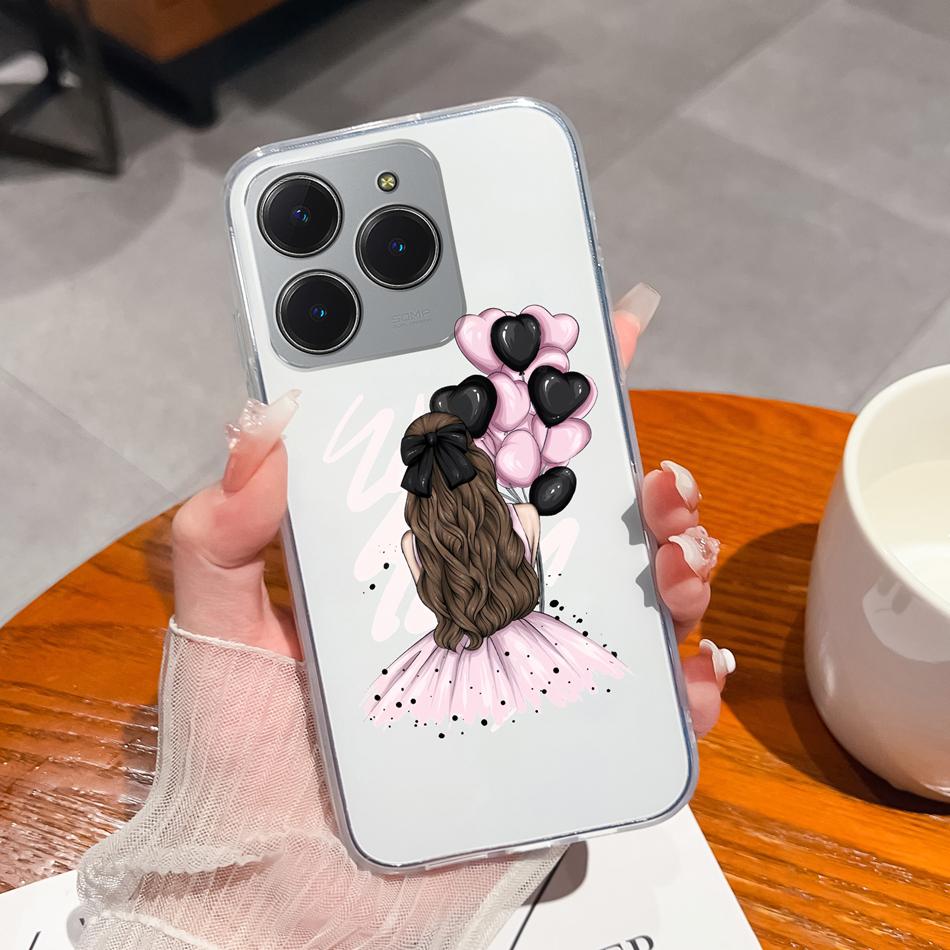 Simple Creative Case For Realme C63 C61 Transparent Back Cover For Realme C 61 C 63 Soft Slim Silicone Shockproof Funda Bumper