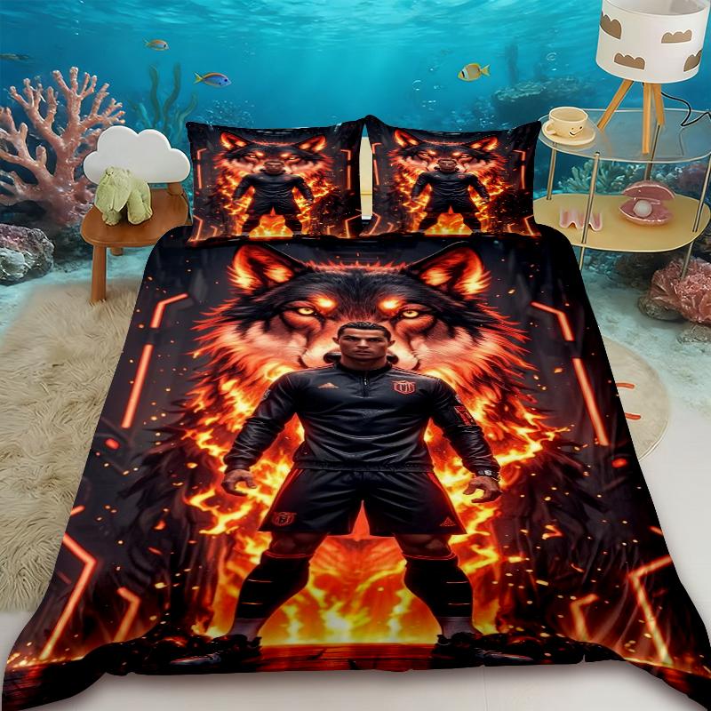Duvet Cover CR7 Football Star R-Ronaldo Printing Bedding Set Duvet Cover Comforter Bed Youth Kids Girl Boys Gifts