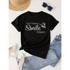 Women's "Don't Forget To Smile" Graphic Tee Round Neck Short Sleeve Regular Fit Spring Summer Motivational Casual Machine Washable Top