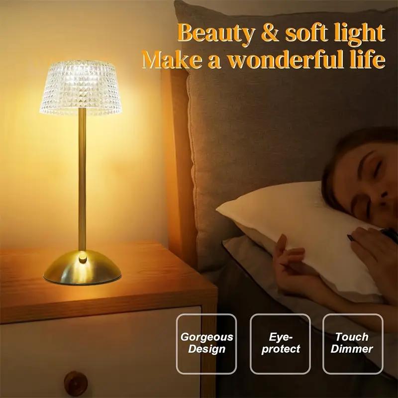 Crystal Decorative Desk Lamp with Adjustable Three Color USB Charging Suitable for Bedroom and Living Room Decoration