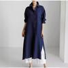 Spring and Summer Cotton and Linen Shirt Skirt Loose Irregular Shirt Cardigan Long Dress