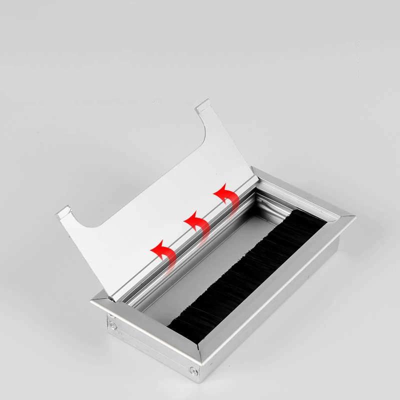 1Pcs Aluminum Alloy 145*160/200/300mm TV Cabinet Cable Box Computer Desk Cable Hole Cover Rectangular Buffer Box for Office Desk