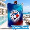 Custom Name Torontos baseball Personalized Microfiber Beach Towel, Quick-Dry, Ideal for Summer Travel, Beach Essential, Swimming