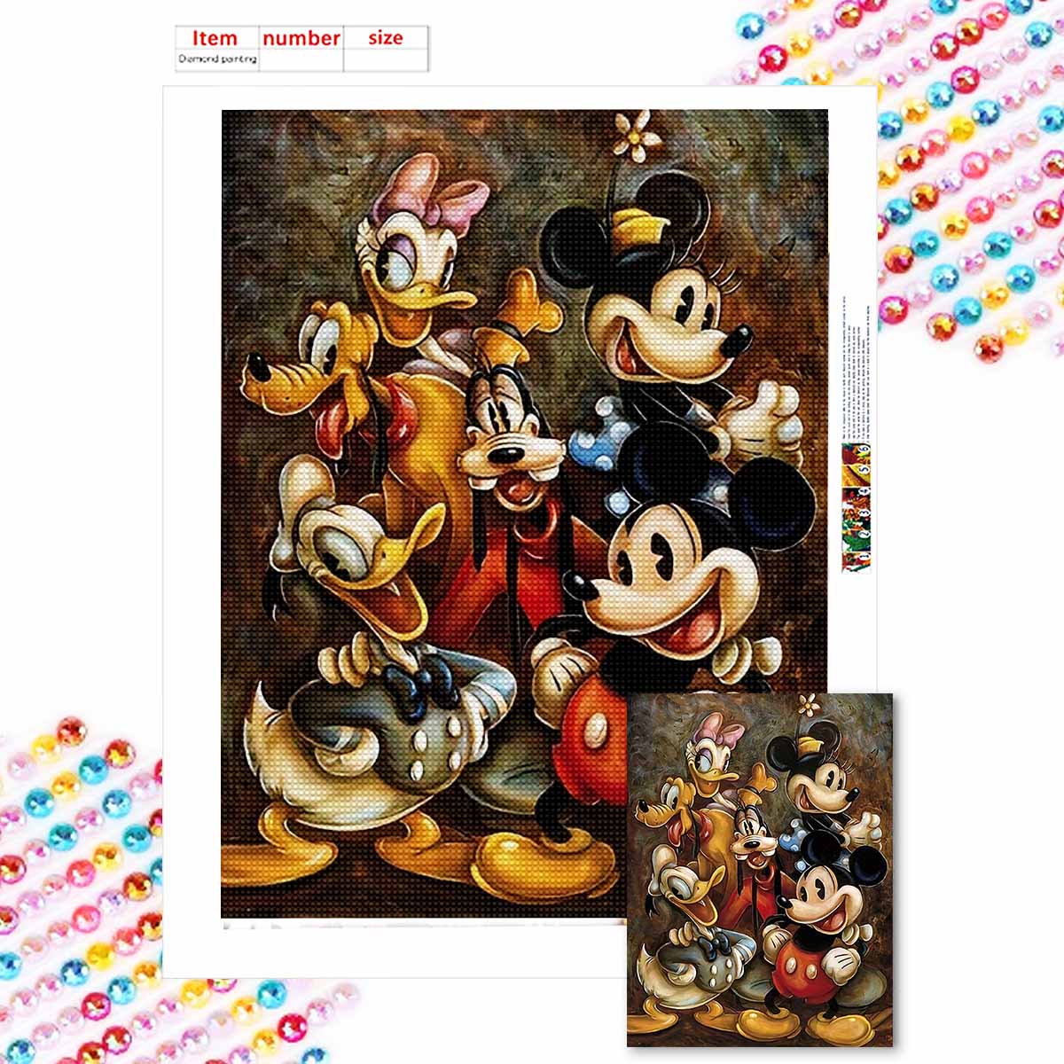 

Full Round Diamond Painting Dark-themed Cartoon Characters Art Rhinestone Picture Mosaic DIY 5D Cross Stitch Embroidery Home Decoration Round 20x30cm