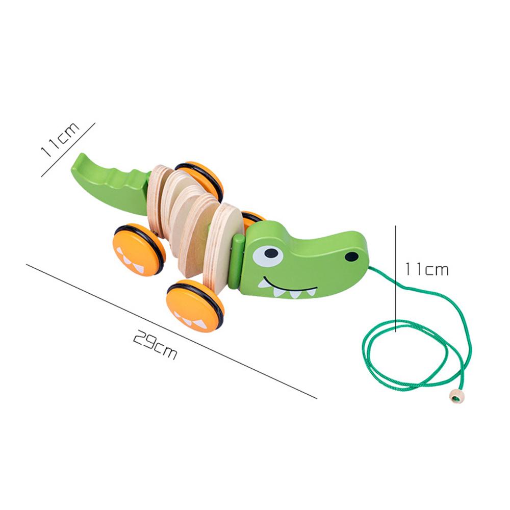 Cartoon Tractors Animals Toy Wooden Pull Toy Kids Intelligence Educational Toys Swinging Little Crocodile Selected Wood